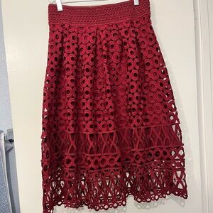Elegant Red Lace Skirt